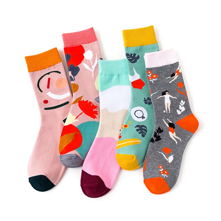 2025 Custom Wholesale Crew Cotton Novelty Socks Digital Printing Jacquard Mens Dress Striped Funny Socks