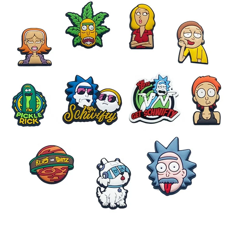 Rick morty available promotional shoes decoration croc charms soft PVC shoe croc charms for adult gift