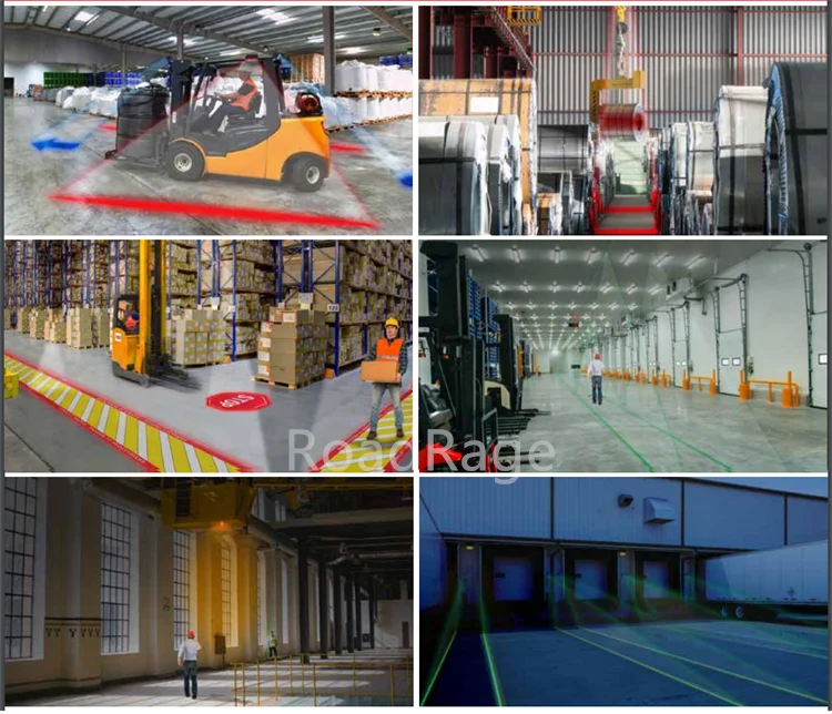 automatic guided vehicle AGV Forklift Laser light warehouse Danger Area Warning Light workplace hazard sign red zone work lights