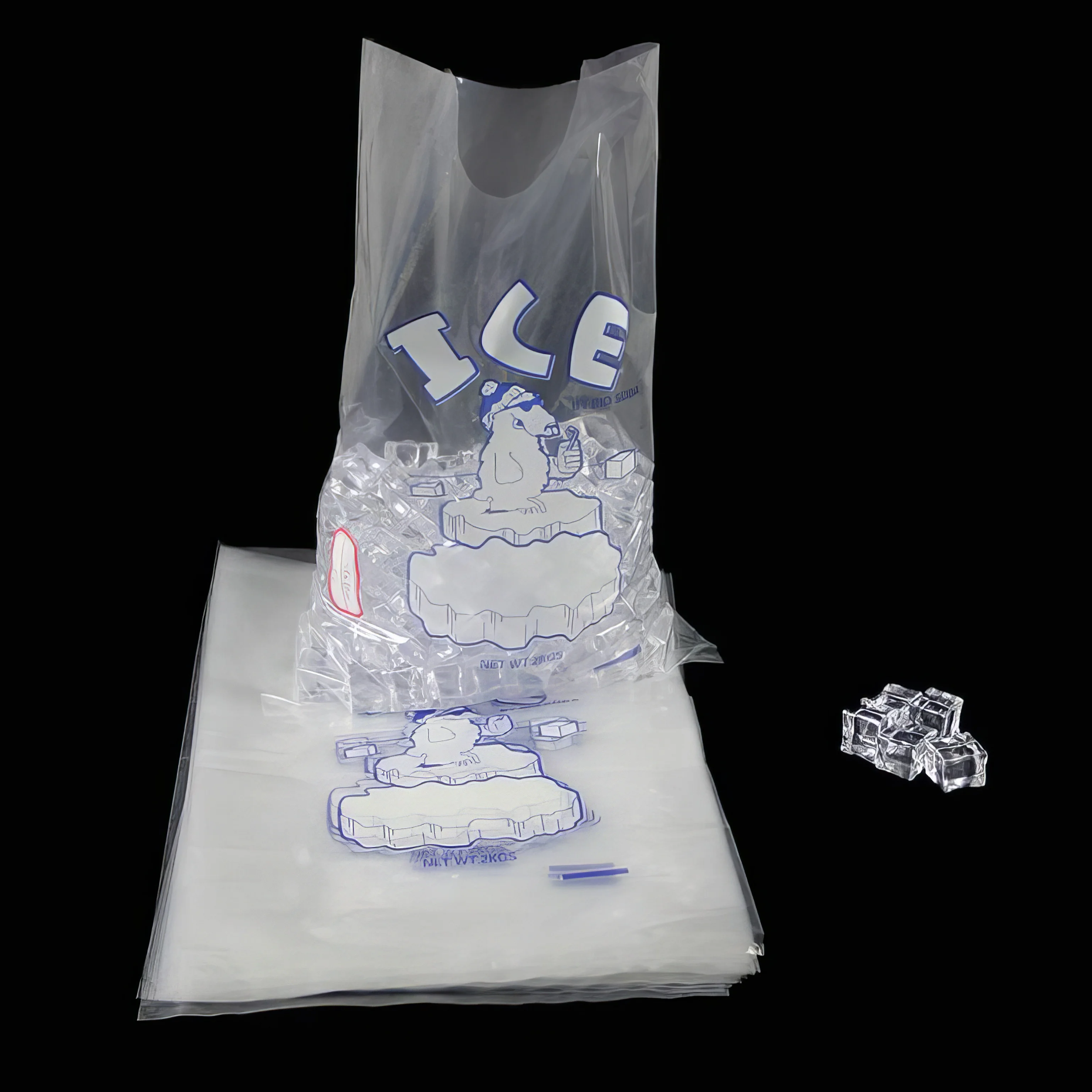 Food Grade BPA Free Safe 10 lbs Ice Bags Heavy Duty Printed Drawstring Ice Bags for Packaging Ice Cubes