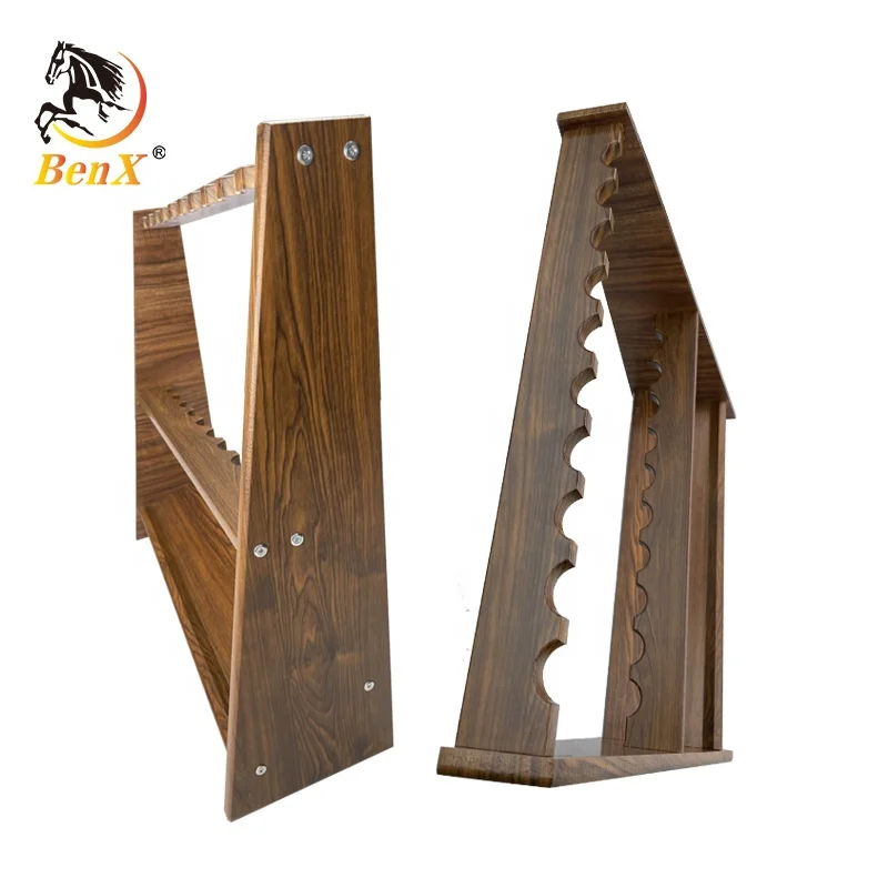 BenX 10-Hole Trapezoid MDF Material Standing Cue Rack Multi-Color Pool Cue Holder for Snooker & Billiard Balls