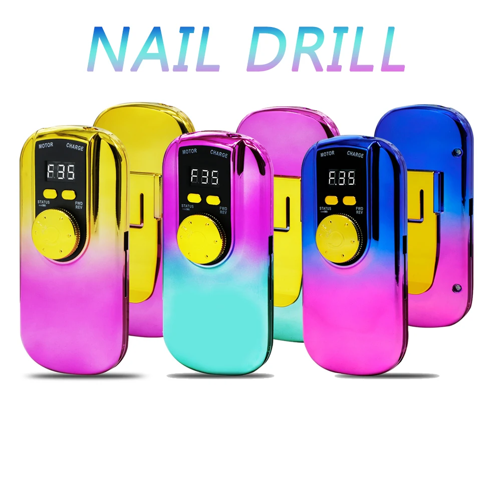 35000RPM Nail Drill Machine Set With Nail Drill Bit Sanding Band Professional Milling Manicure Machine gradient color