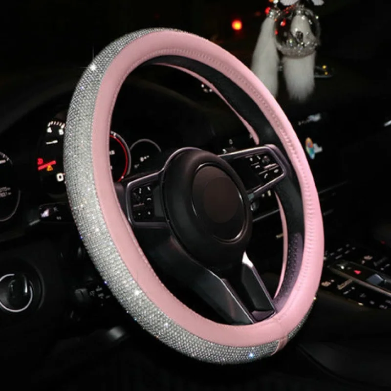 Rhinestone Car Steering Wheel Cover Manufactory Direct Deal Universal Luxury Crystal Diamond Non-slip Car Steering Wheel Cover