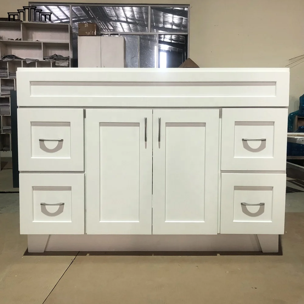 Canada Bathroom cabinets solid wood Chinese Supplier RTA White Bathroom Vanities Cabinet