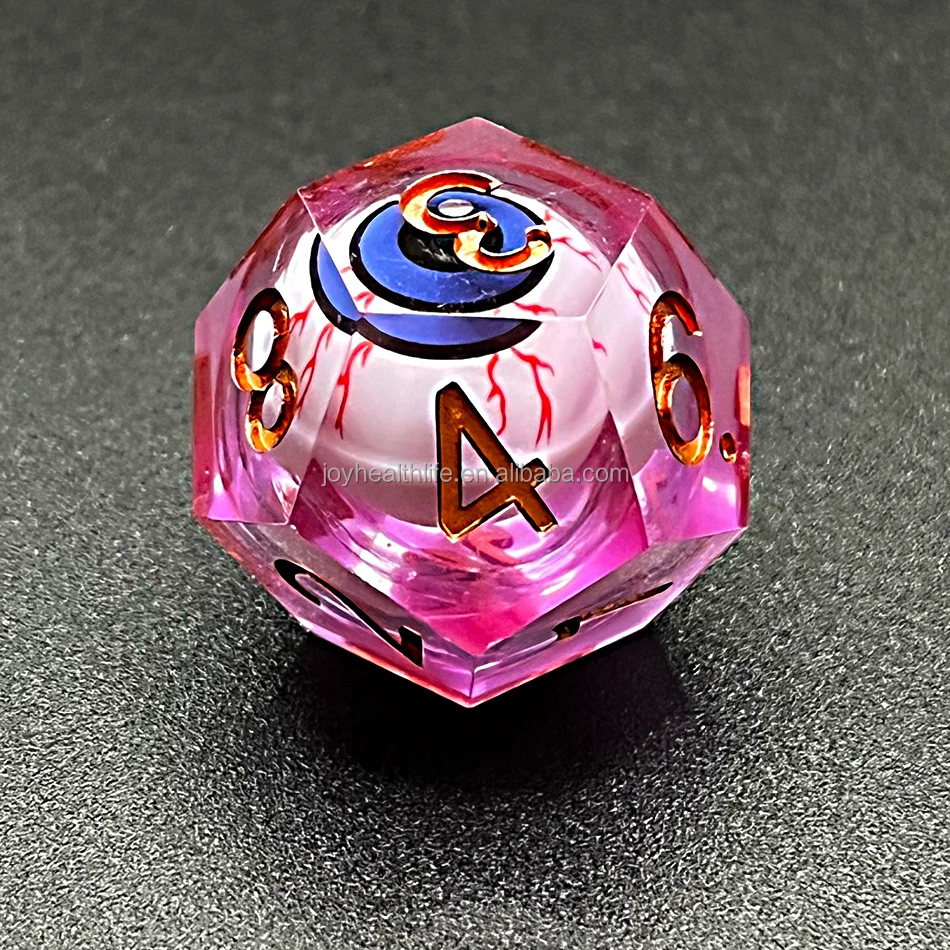 Custom Dnd Dice Set D&d Rpg D20 Polyhedral Math Board Game Sharp-edged Dice Liquid Core Heart Filled Razor Handcrafted