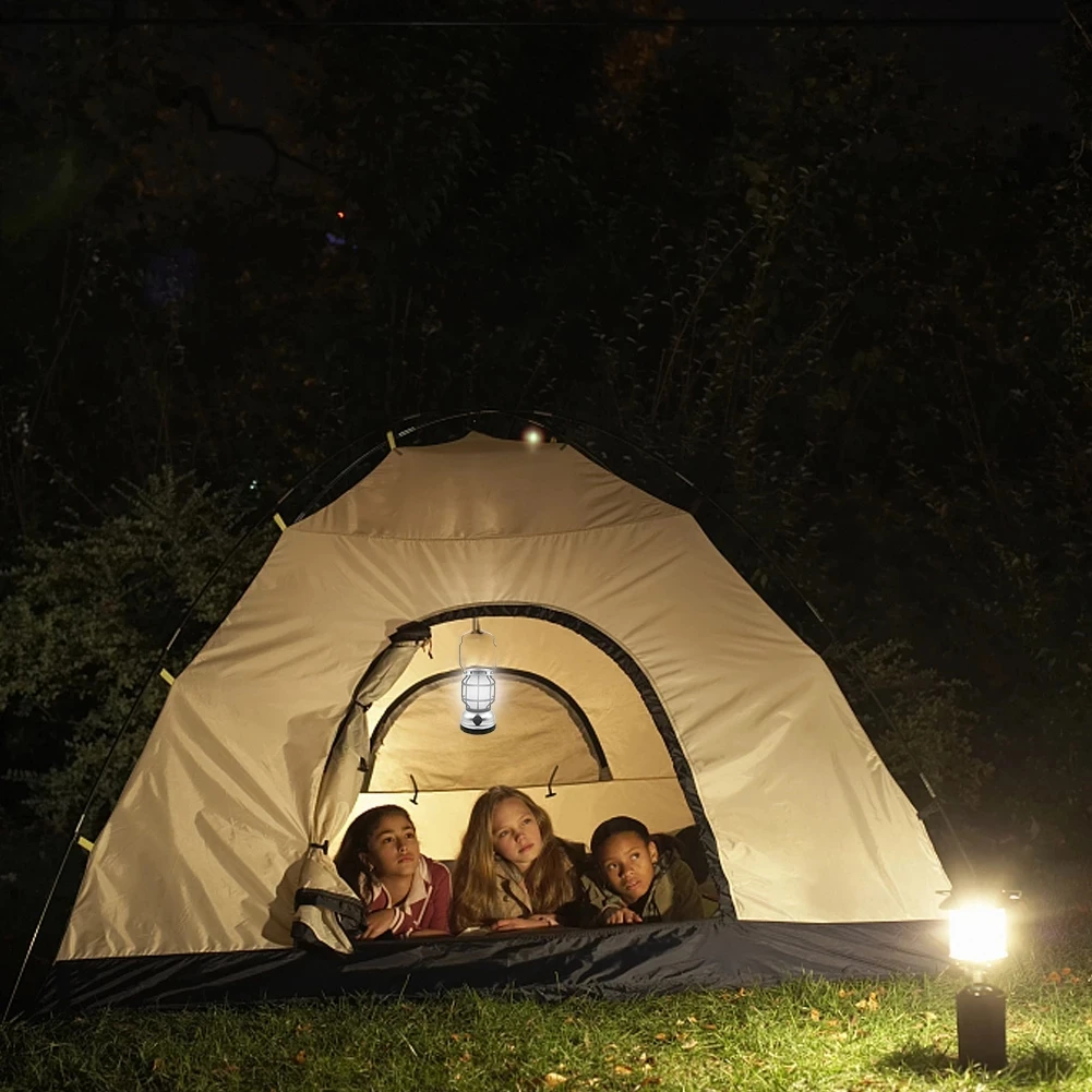 Retro Solar Lamp Hook Large Rechargeable Hanging Dimming Camping Lamp Rechargeable led Horse Lantern