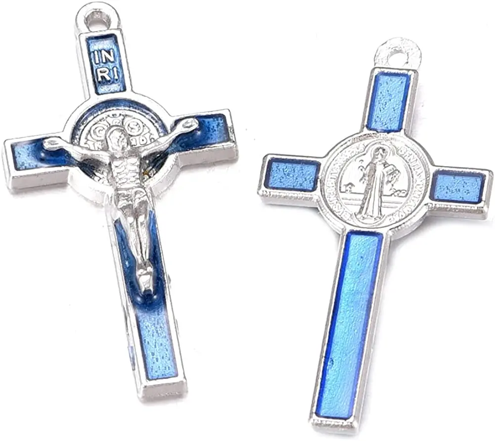 30pcs Mixed Gold Plated Enamel Cross Charm Pendant for DIY Jewelry Making Necklace DIY Jewelry Accessories 21mmx39.5mm (A625)_1