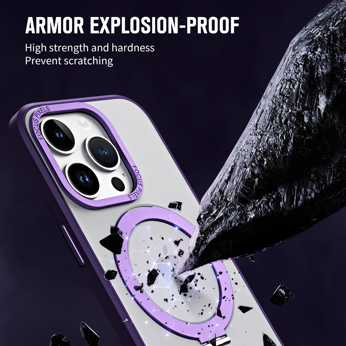 Built-in Ring Stand Military-Grade Protection Magnetic Phone Case for iPhone 14 Pro Max Classic Kickstand Case