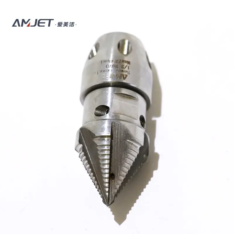 AMJET Immediate results 300 bar Stainless steel rotary nozzle 3/4  female thread High-pressure nozzle for cleaning clogged pipes