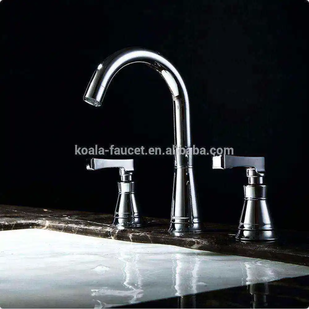 UPC Full Copper Double Handle Chrome Fancy Bathroom Basin Mixer Taps