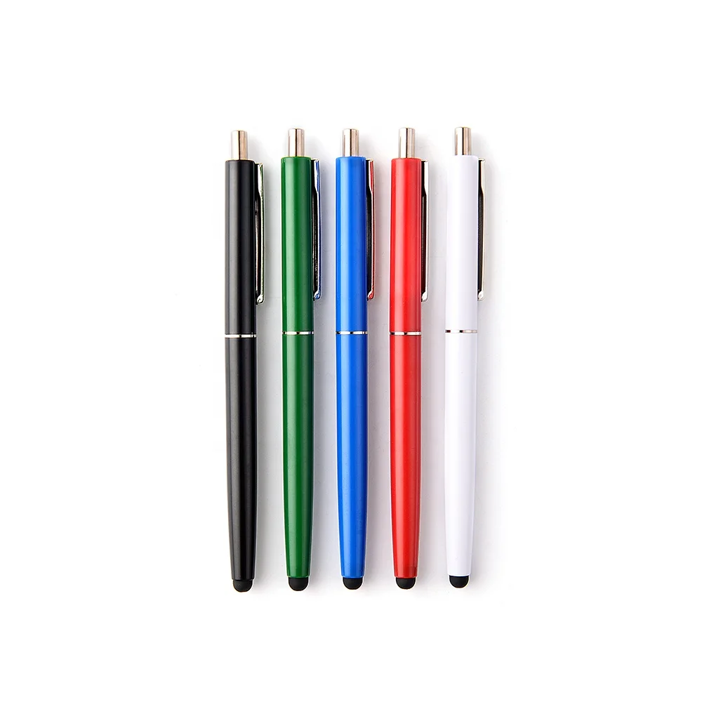 high quality pens 2 in 1 slim plastic/ metal ballpoint pen and customized color stylus pen with touch screen