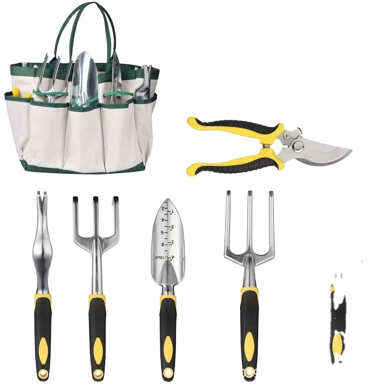 6 pcs set Garden tools equipped with aluminum Weeder, alloy sized shovel, garden rake