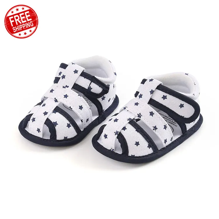 
OEM ODM Unique Design Outdoor Hook & Loop Cotton Fabric Soft Unisex Baby Toddler Sandal 