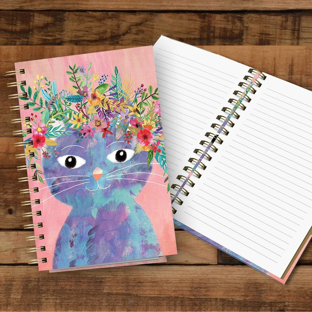 Fancy Floral Hard Cover University Spiral Diary Journal Bound Notebook
