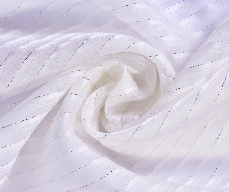 Ready Goods Gold Line Silver Line Good Quality Silk Metallic Lurex Crepe Chiffon Skin Care Natural Fabric for Women Clothes