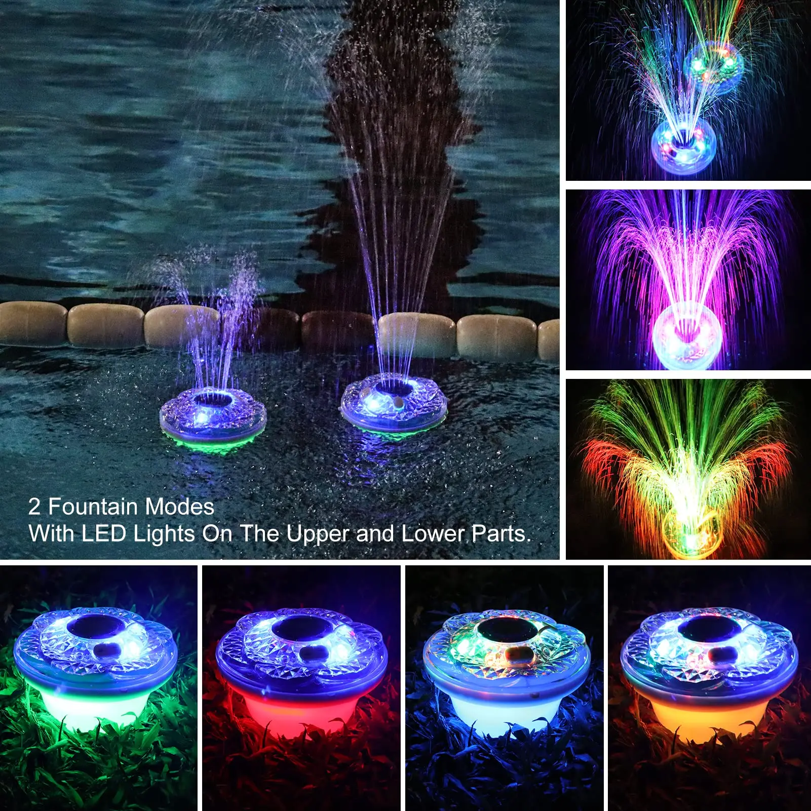 IP68 Waterproof Colorful Swimming Pool LED Lights Pet Fountain Water Dispenser for Cats and Dogs