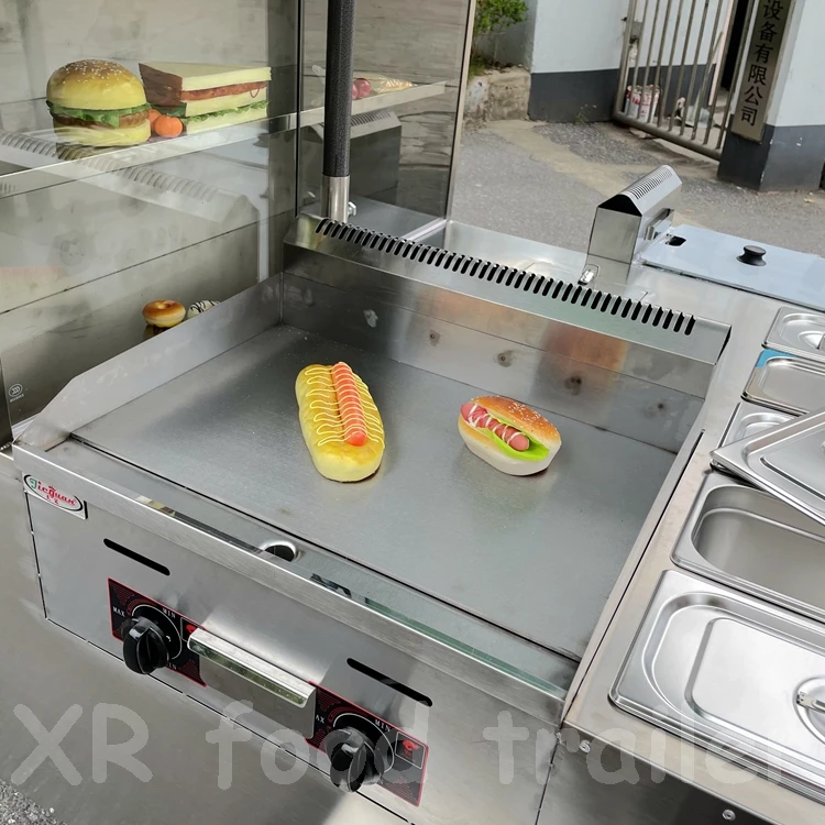 Small Hot Dog Carts with Grill and Refrigerator Australia China Oil Circulation Pump Stainless Steel Portable Car for Fruit