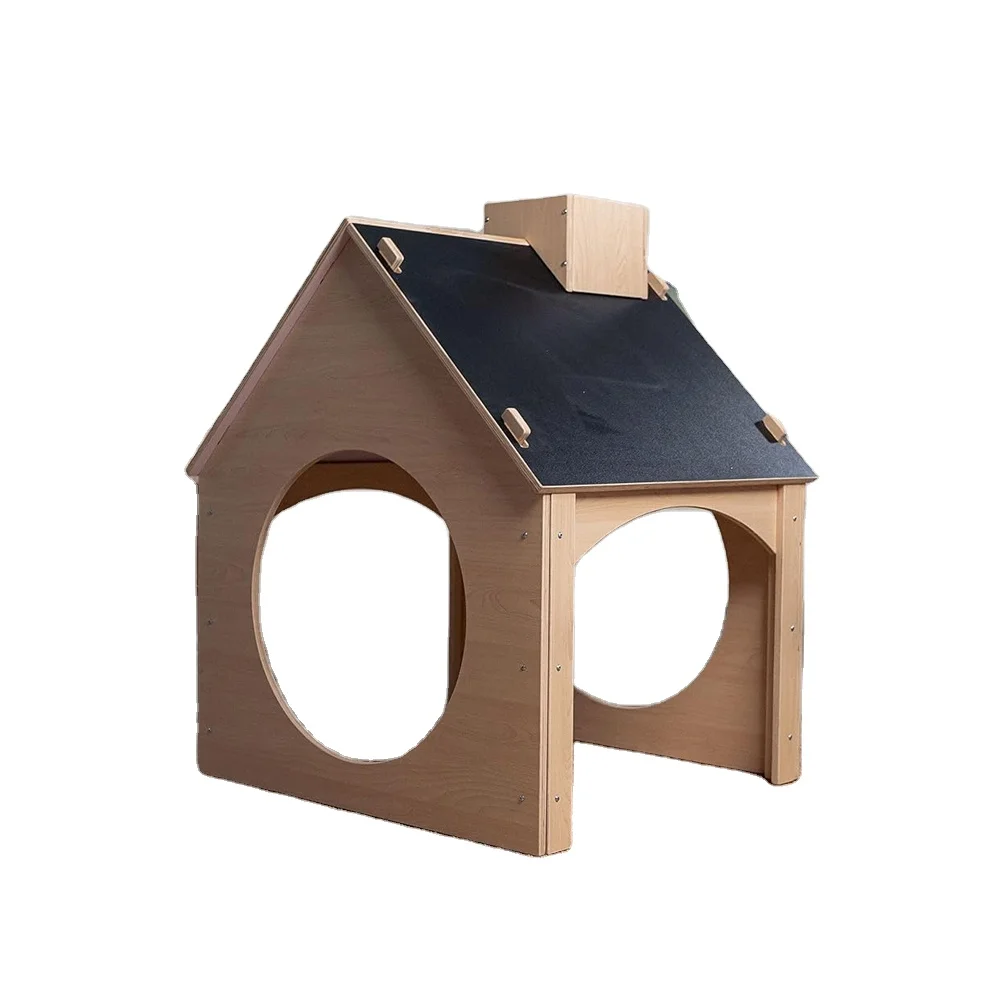 Wooden Indoor Sturdy Playhouse Montessori and Waldorf Style Playhouse for Toddlers with Chalkboard blackboard