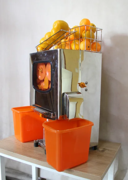 Мини-соковыжималка Цитрусовая электрическая оранжевая настольная с крышкой из нержавеющей стали