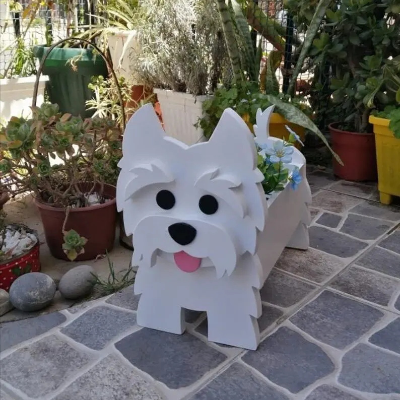 Custom Pots Flower Basket Garden Crafts Pet Dog Seeder Outdoor Decoration