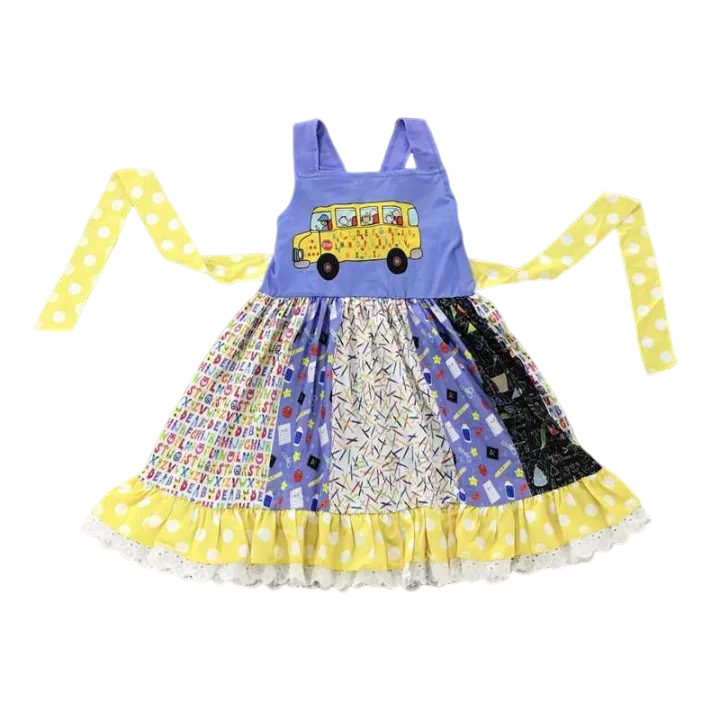 Hot selling boutique sleeveless dress Big skirt girl pink smiling face ruffled dress summer comfort clothing