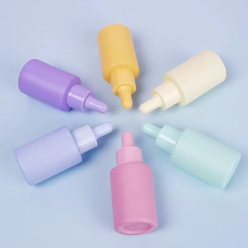 30ml 50ml Cosmetic Skin Care Essential Oil Essence Packaging Frosted Glass Flat Shoulder Matte Serum Dropper Bottle With Box