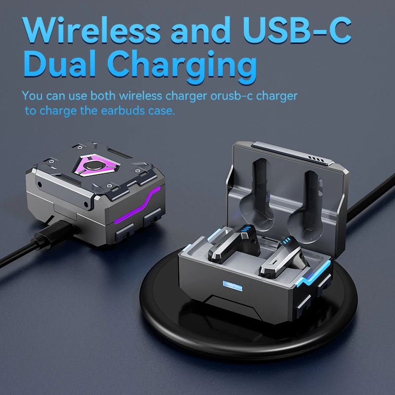 Clear Call Anc Enc Hybrid 6 Mics With Wireless Charging True Hifi Sound Bt5.4 Long Battery Life Tws Gaming Earbuds