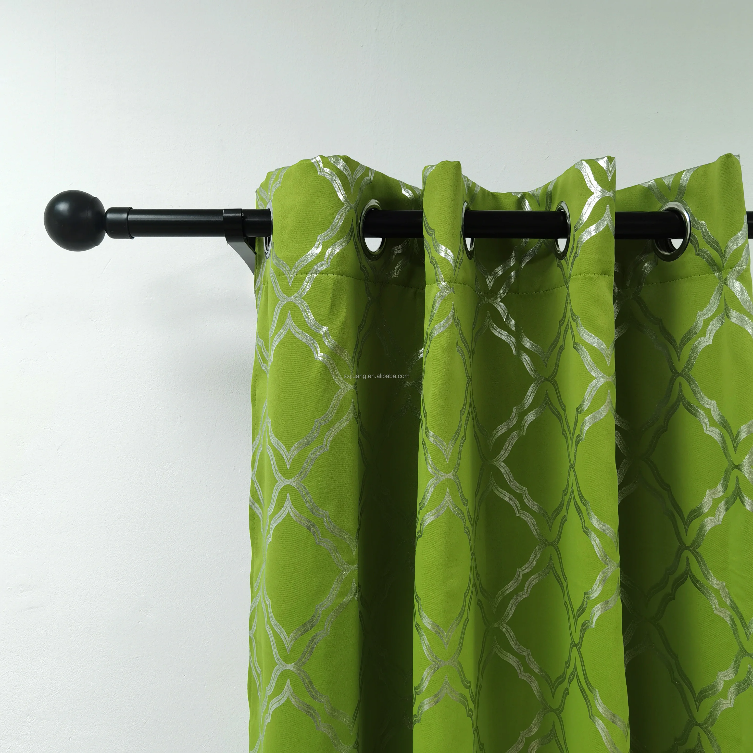 Custom Fabric Foil Printing Blackout Curtains Drapes Polyester Gold Silver Stamping Design Window Living Room Blackout Curtain