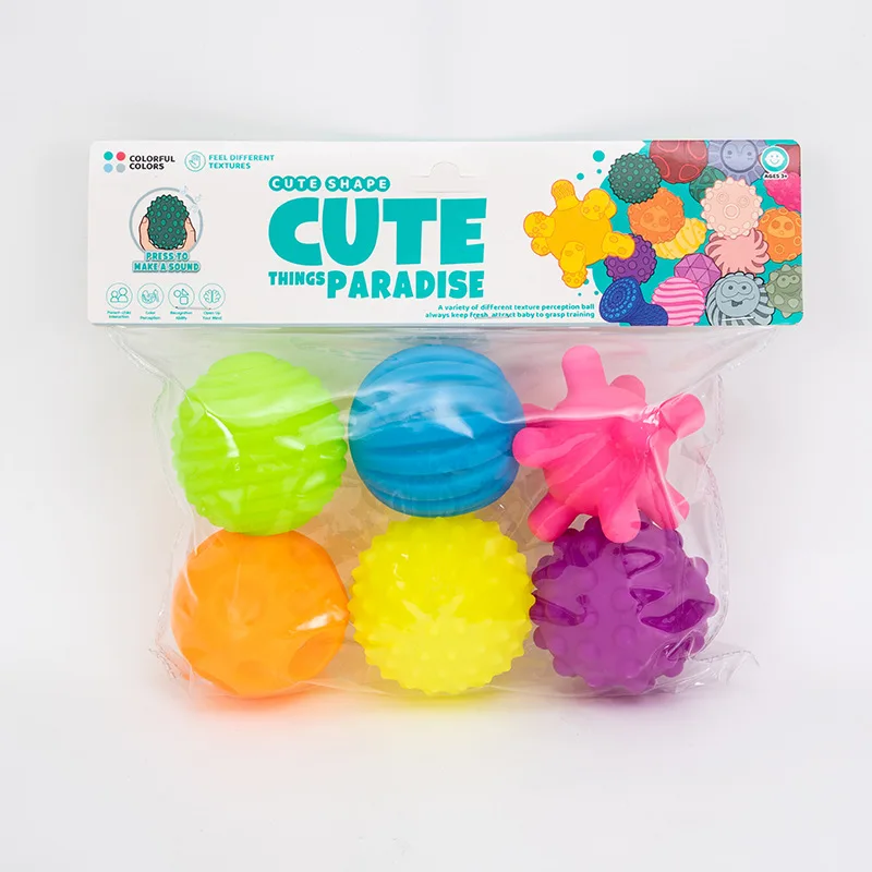 Newest sensory baby toys 6pcs Baby Textured Multi Ball Set Infant Sensory Balls Massage Soft Ball