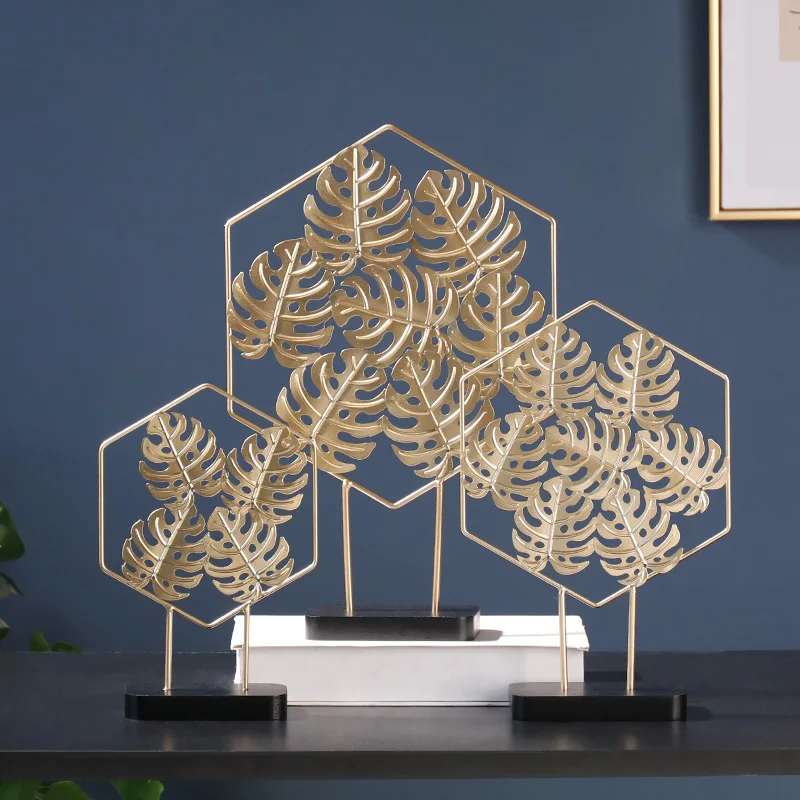 New Nordic Interior Gold Metal Iron Table Decoration Minimalist Leaf  Ornaments Craft For Home
