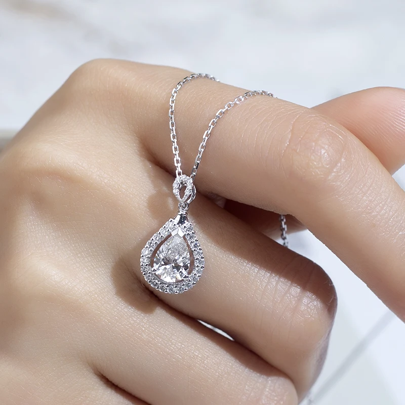 MSN-791 из 18-каратного белого золота по индивидуальному заказу 1.5ct D VS1 CVD HPHT лабораторное бриллиантовое ожерелье