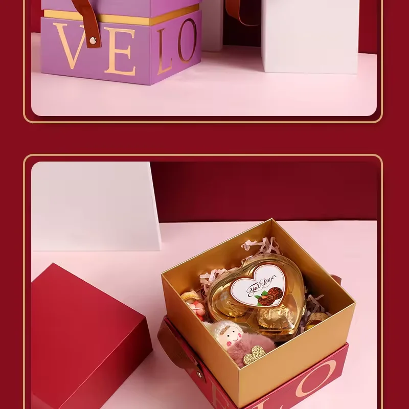 Wedding Romantic chocolate box packaging Hand-held candy box cosmetics jewelry high-grade packaging box customization