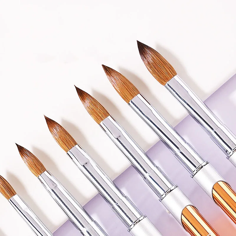 Оптовая продажа чистые 100% колинские кисти размер 6 8 10 12 14 16 18 ногтей инструменты для рисования акриловые