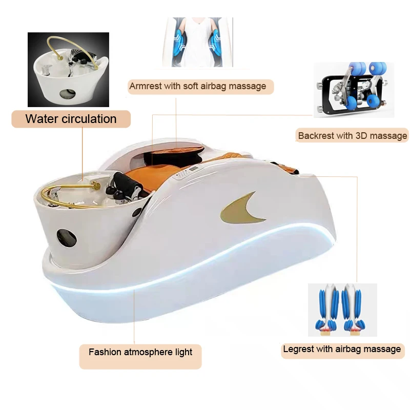 Commercial Use Head Steamer Salon Spa Water Circulatie Shampoo Bed