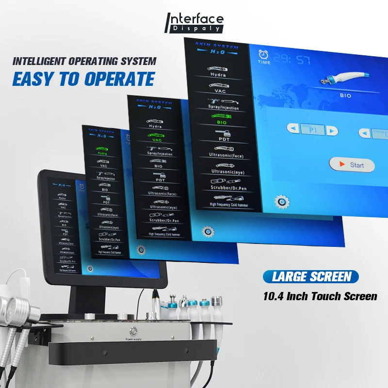 14 в 1, Микродермабразия, кислородный уход за кожей лица, глубокое очищение, гидравлическая Дермабразия