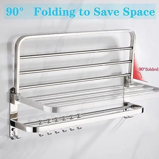 Bathroom accessory solid SS 304 stainless steel wall mounted towel rack holder towel bar