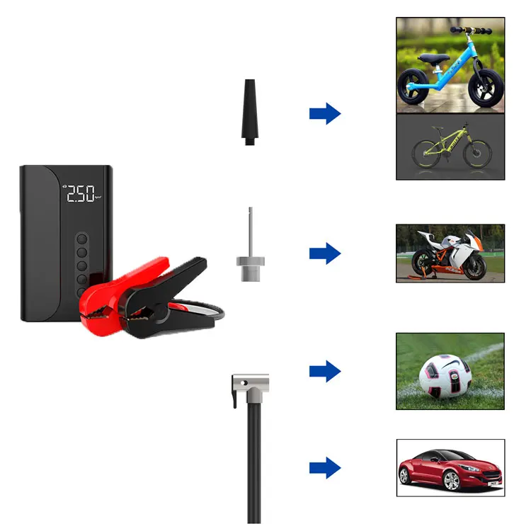2022 new portable jump starter 2 in 1 with air pump inflator built-in air pump car inflator for car motor bike ball air pump