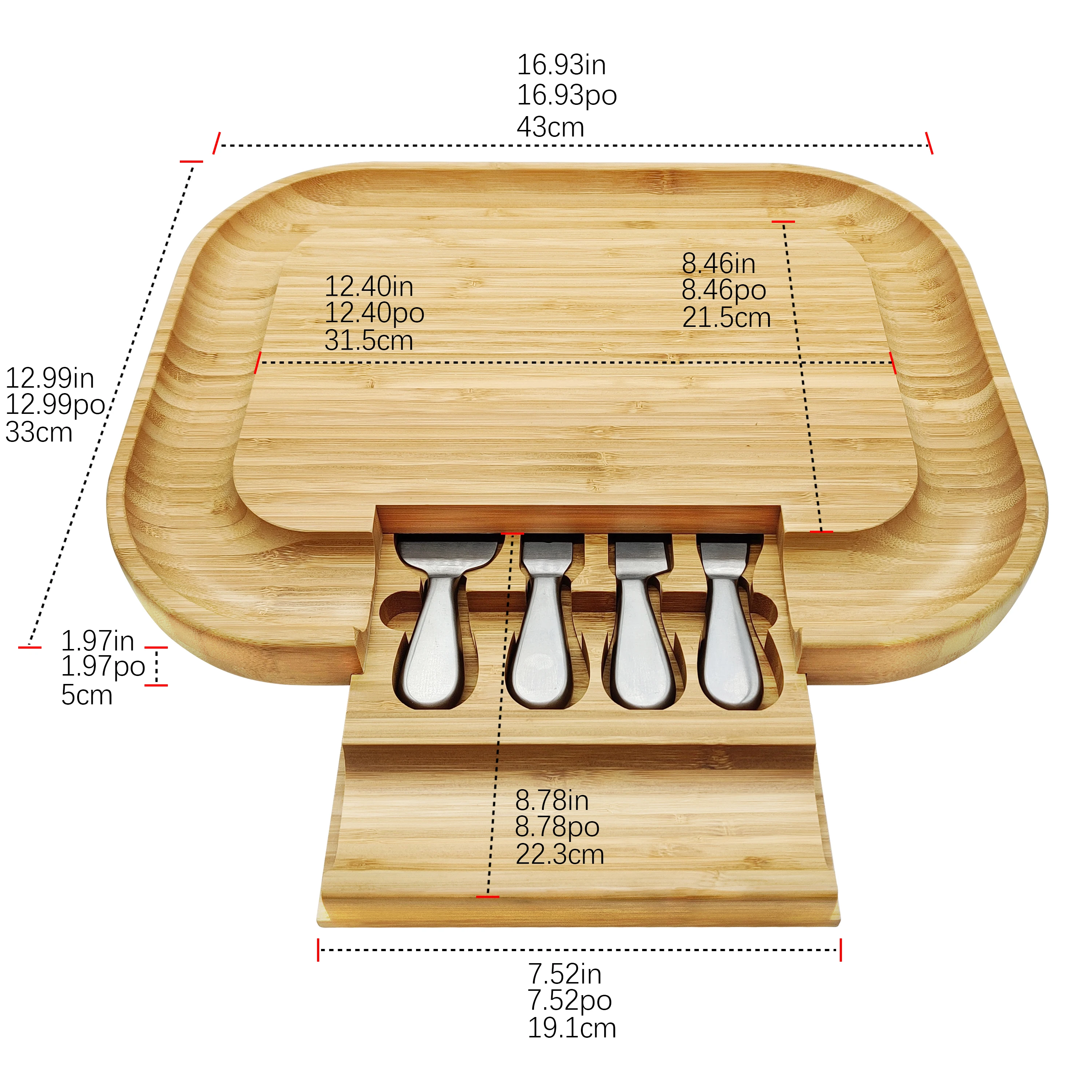 YCZM  Wholesale Custom Large Bamboo Cheese Cutting Board with Knife Set Charcuterie Platter Kitchen Chopping Board