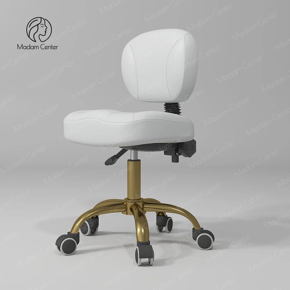 Madamcenter Beauty Studio кожаный гидравлический подъемный белый вращающийся колесный рабочий табурет с 360 Степень колебания