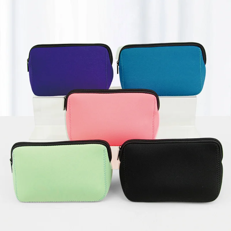 Custom Small Blank Toiletry Bag Neoprene Pouch Make Up Pouch Cosmetic Bag with Zipper