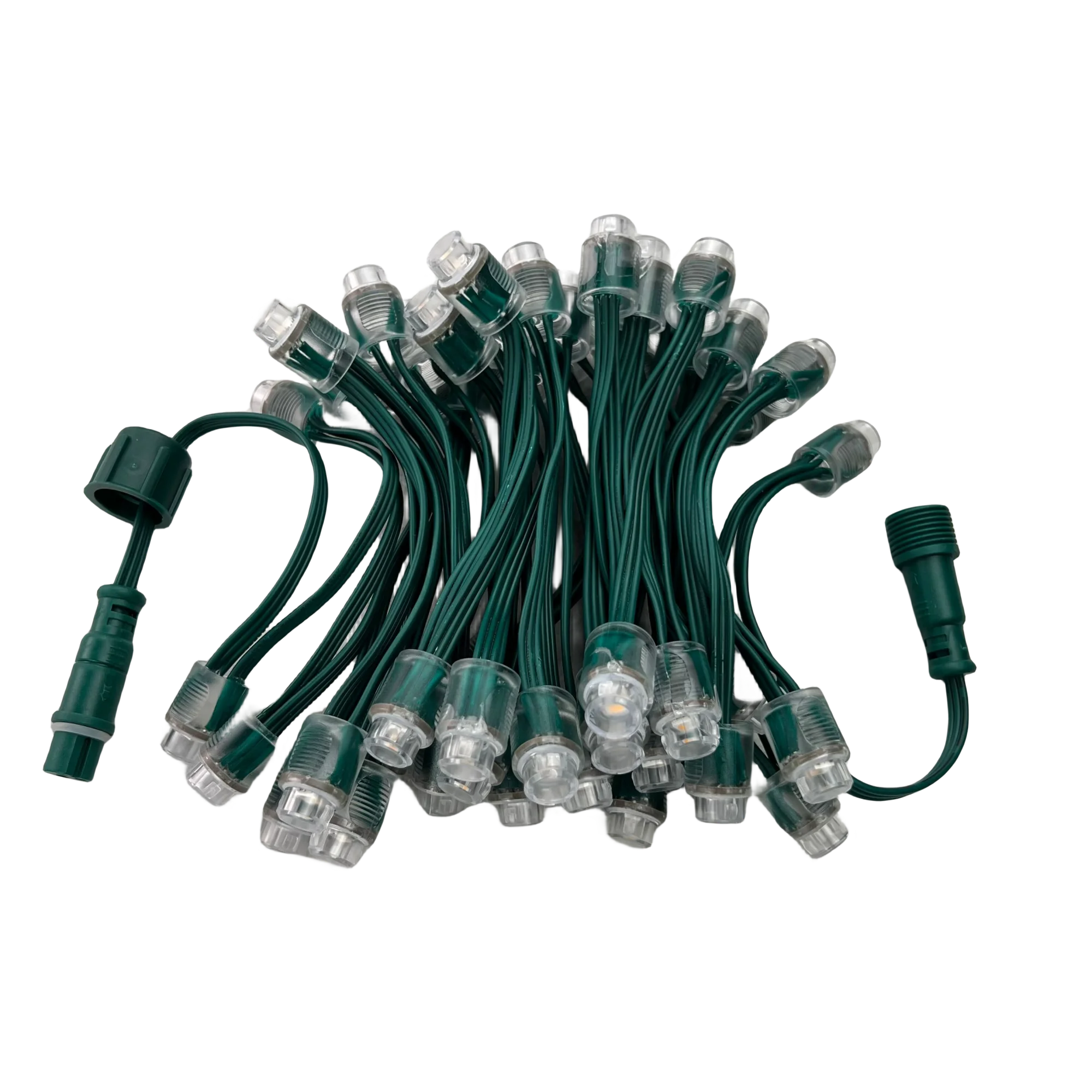 50 Pixels/String Addressable DC5V DC12V SK6812-RGBW(3000K) SMD Pixel Node Bullet 12mm Open Hole IP68 3Pin Green Wire