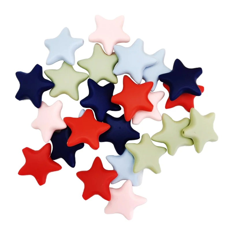 Hot Selling Food Grade Baby Silicone Beads Teether Baby Toy Star Silicone Beads For Jewelry Making