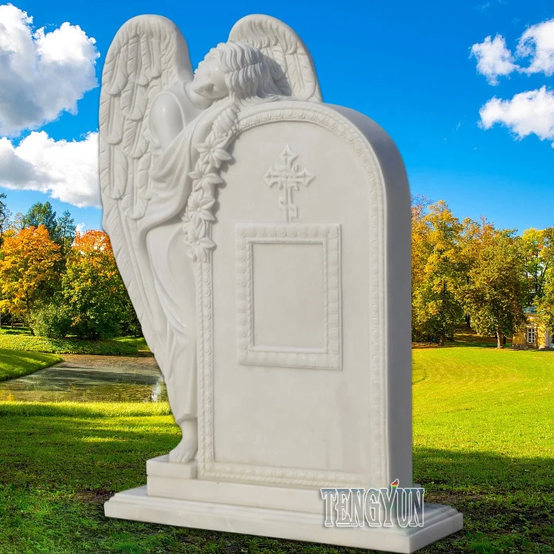 Custom modern designs marble unique angel statue monuments headstones
