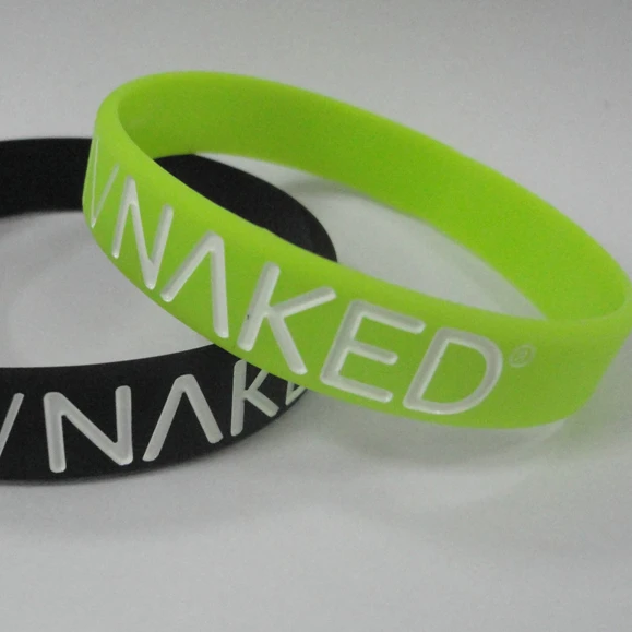 High quality Custom pantone  color  Rubber silicone WristBand bracelet emboss green deboss fill  logo customized