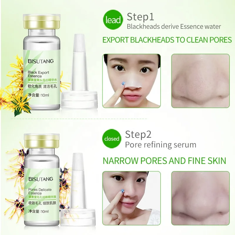 BISUTANG Herbal Formulas Blackhead Removal Face Serum Kit Shrink Purifying Pores Minimizer Blackhead Remover Serum Set