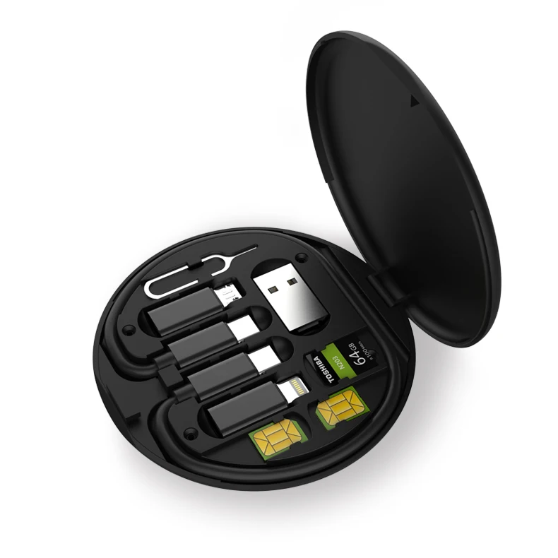 Лидер продаж многофункциональный дорожный кабель для быстрой зарядки usb a micro type c 3A 6 типов с футляром хранения