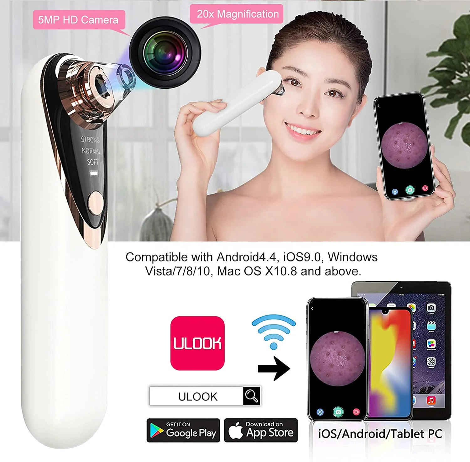 Blackhead Acne Pore Facial Cleaning Brush Black Head Remover Visual Blackhead Remover Beauty Apparatus