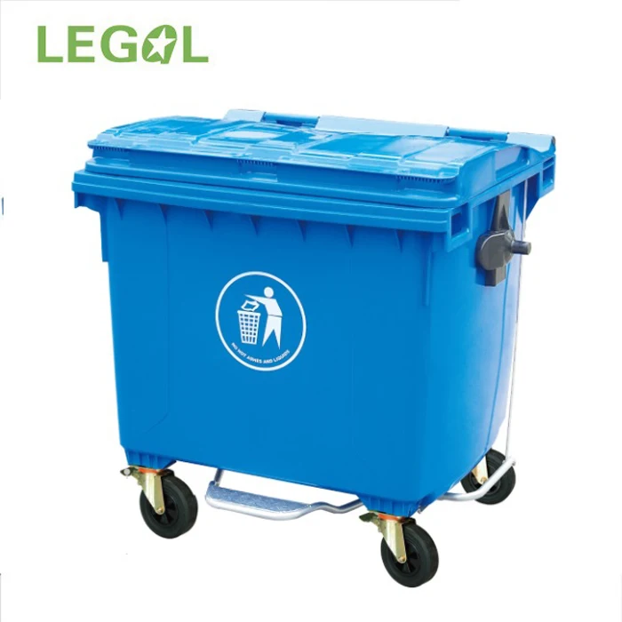 1100 liter 4 wheel HDPE rubbish bin wheeled plastic outdoor waste container trash cans for commercialarea