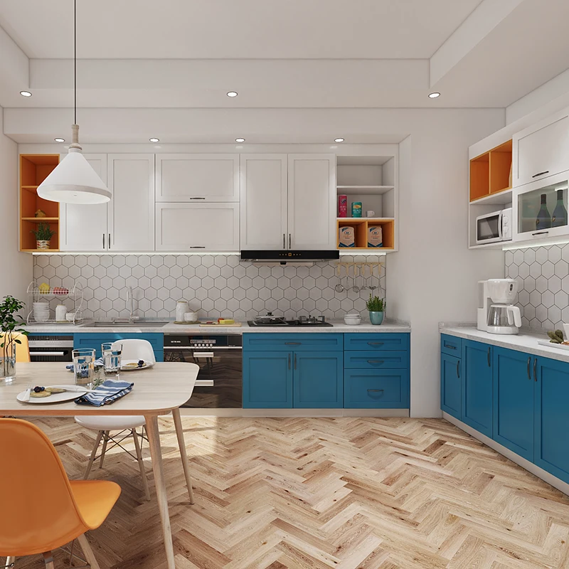 Vercca Modern Design Shaker Door Blue And White Kitchen Cabinet