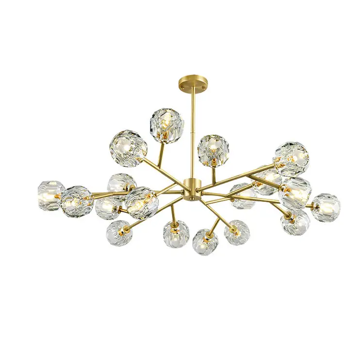 Nordic Modern Gold CrystalHanging Ceiling chandelier LIving Room Bedroom Led Brass Pendant Light